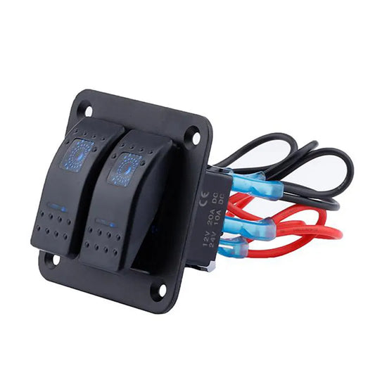 <tc>2 jungiklių skydelis, su mėlynos spalvos LED apšvietimu</tc>