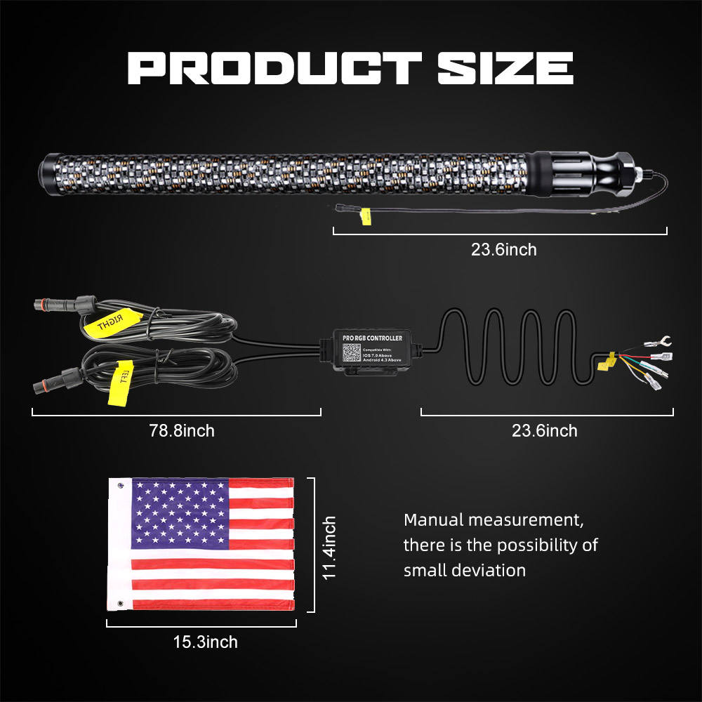 LIZARD 2" Fat 360º Wide RGB LED Whip Lights (Pair)