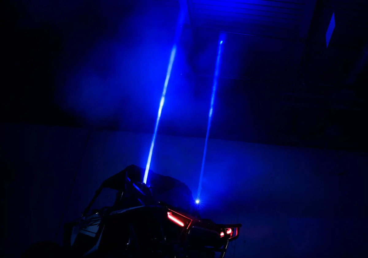 LIZARD ALIEN 2-in-1 Laser 360º Fat RGB Whip Lights with 60W Sky Beam (Pair)