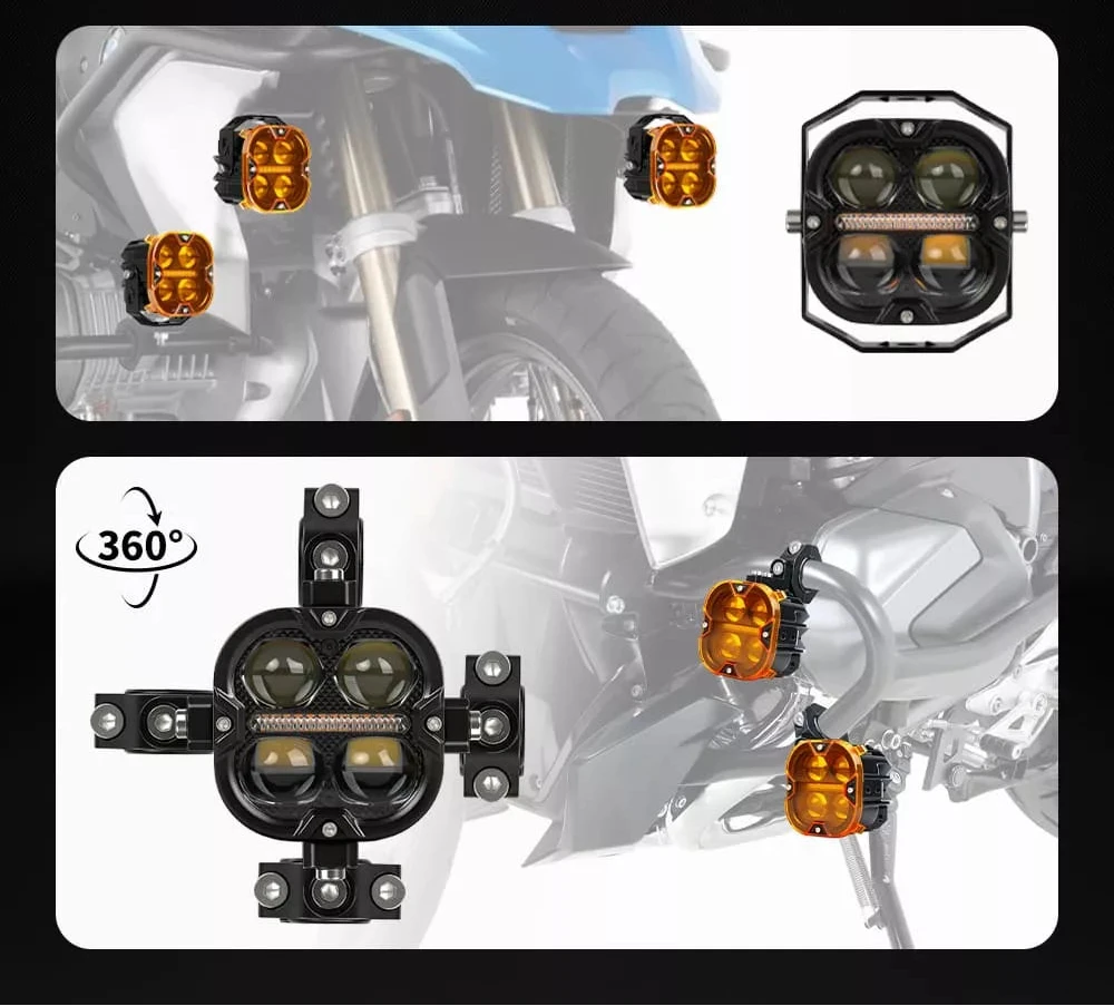 3" Dual-Beam LED Light Pod Kit with Yellow DRL light