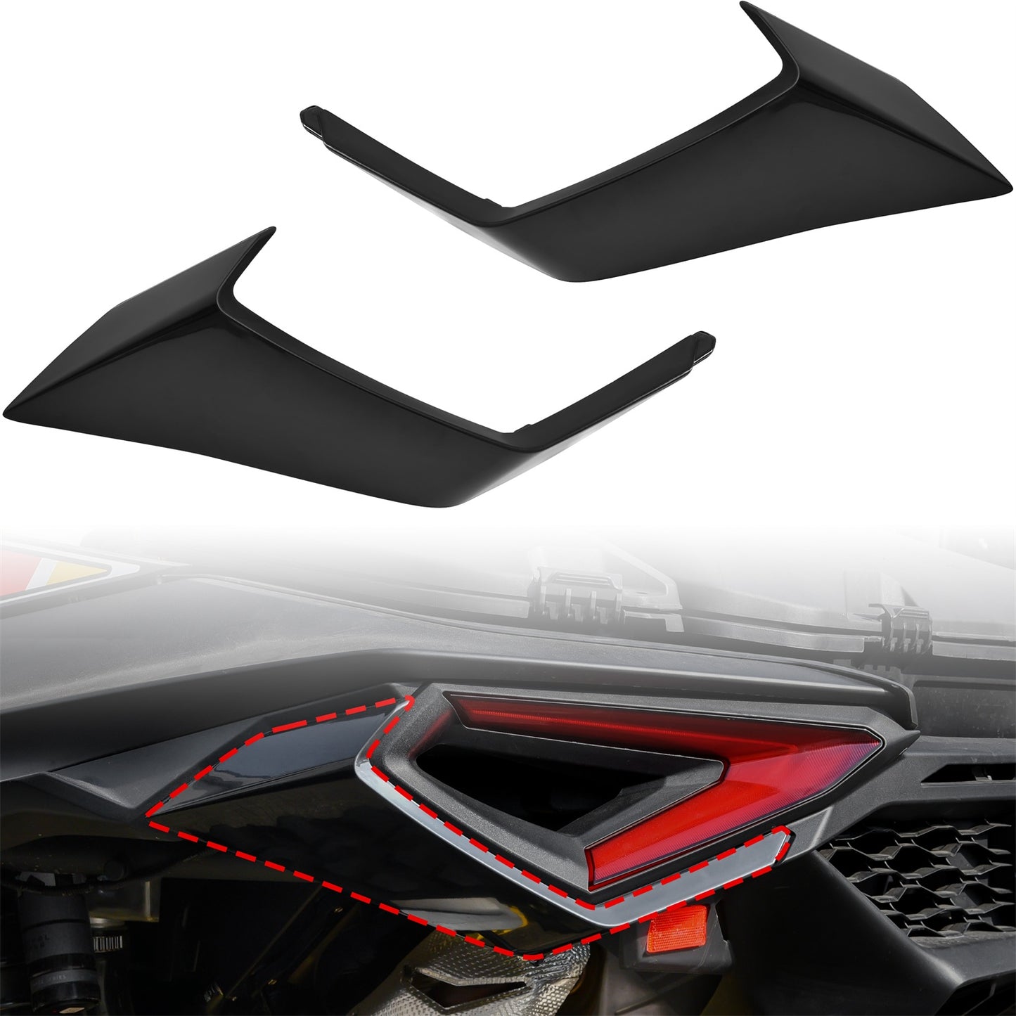 Rear Left & Right Taillight Trim Panel Kit for Can-Am Maverick R MAX X RS RC 2024+