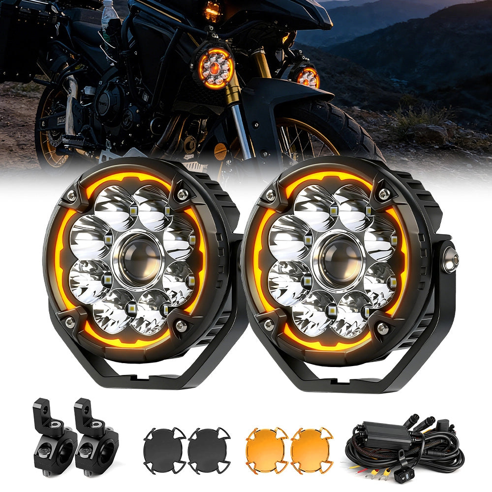 Super Bright 5" High/Low driving LED Lights with White/Amber DRL