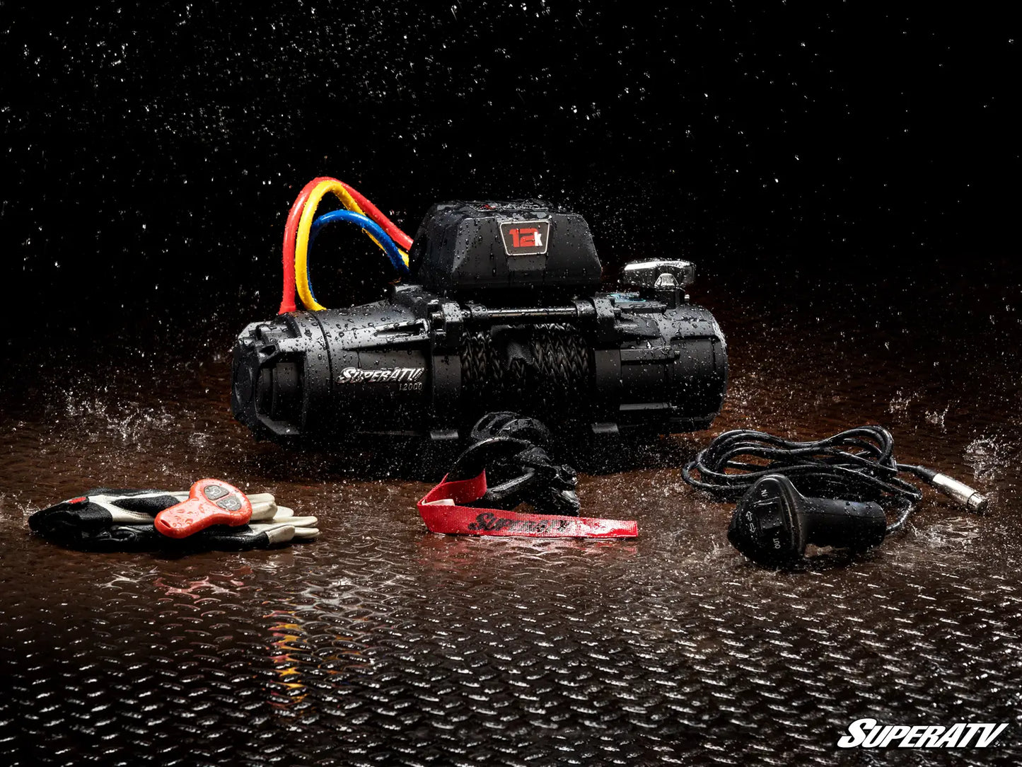 12000 font (5443 kg) UTV/ATV csörlő (vezeték nélküli távirányítóval és szintetikus kötéllel)