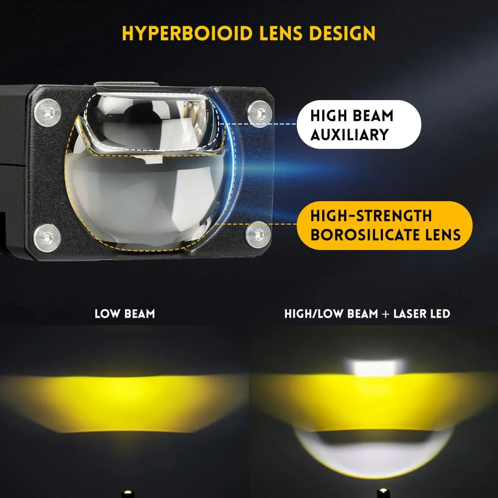 Single GhostLink HD Bi-LED Projector Grille Light with Laser High Beam (Pair)