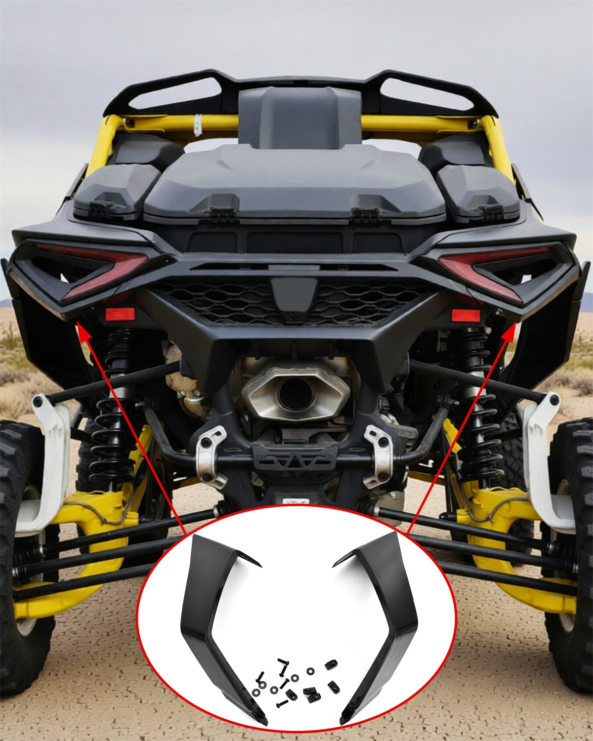 Rear Left & Right Taillight Trim Panel Kit for Can-Am Maverick R MAX X RS RC 2024+