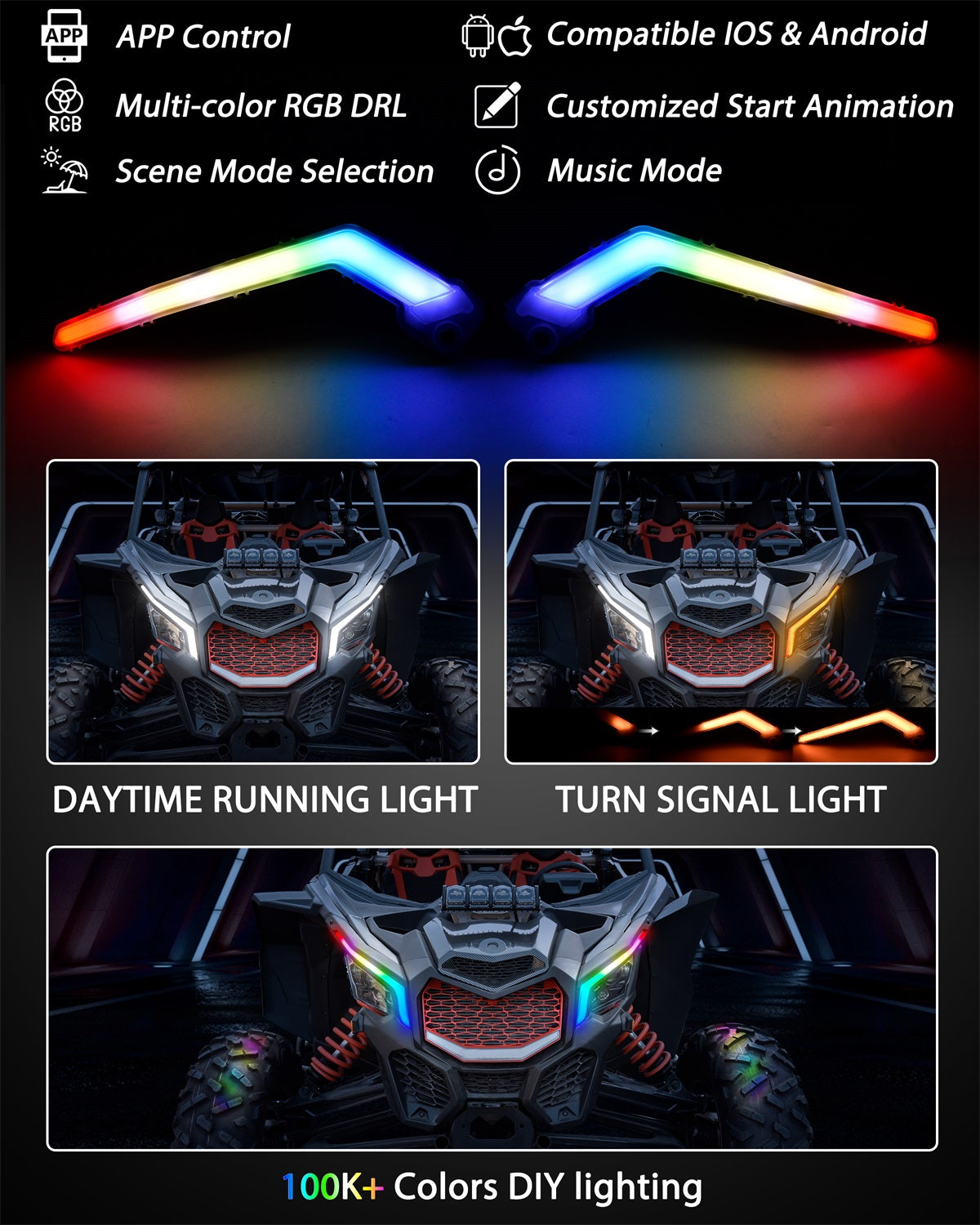 Έξυπνα φώτα LED RGB με σήμα στροφής για Can-Am <tc>Maverick</tc> Χ3