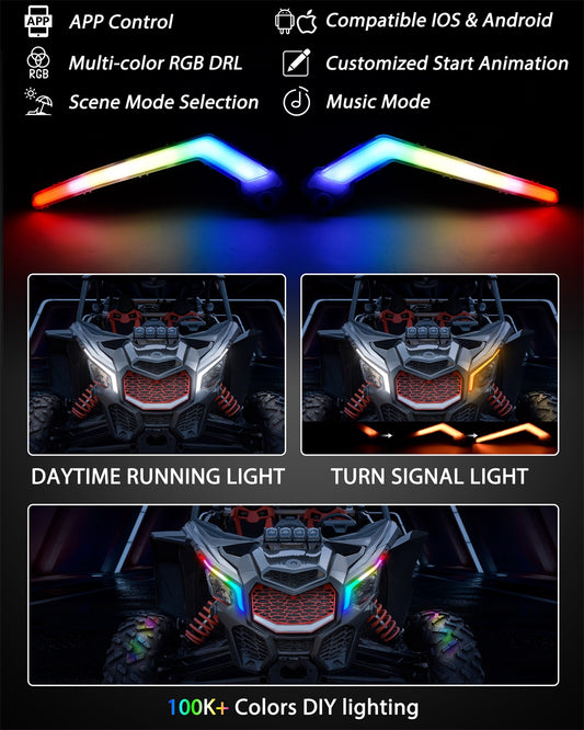 <tc>Išmanūs RGB LED žibintai su posūkio signalu, skirti Can-Am Maverick X3 modeliams</tc>