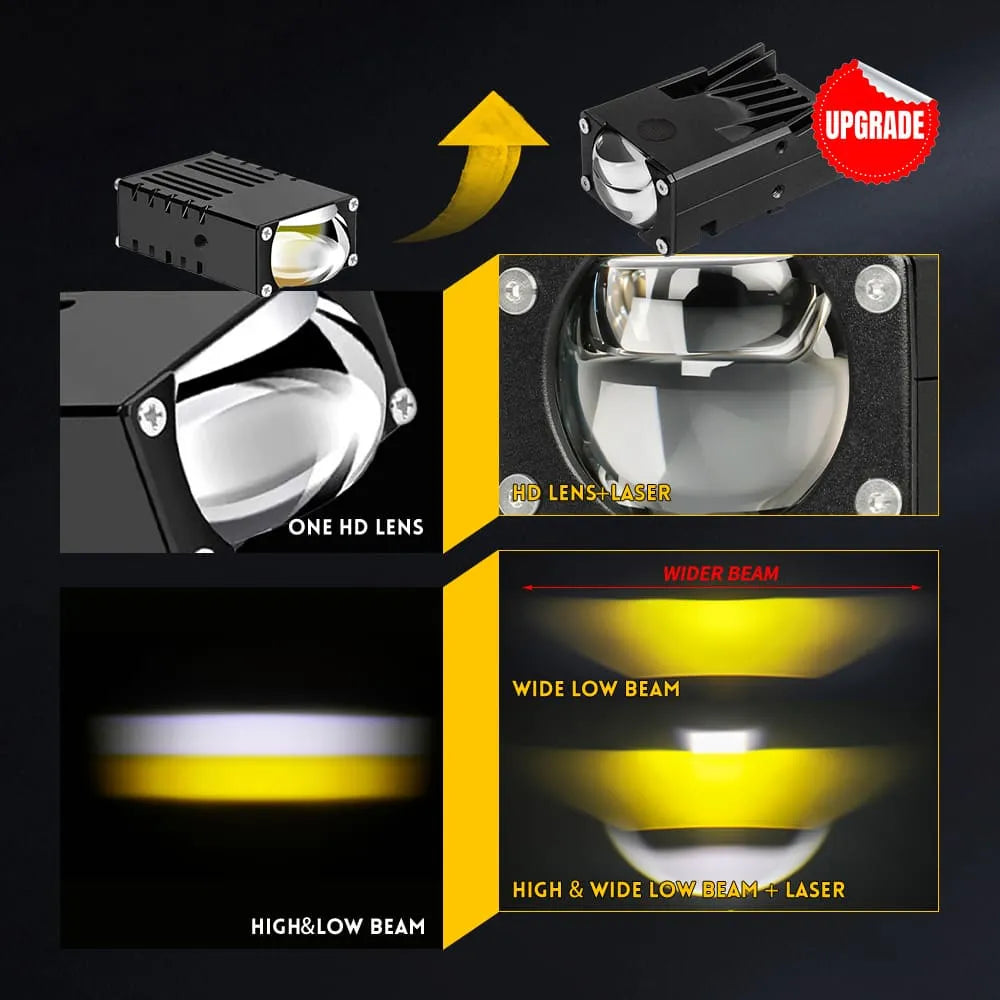 Single GhostLink HD Bi-LED Projector Grille Light with Laser High Beam (Pair)
