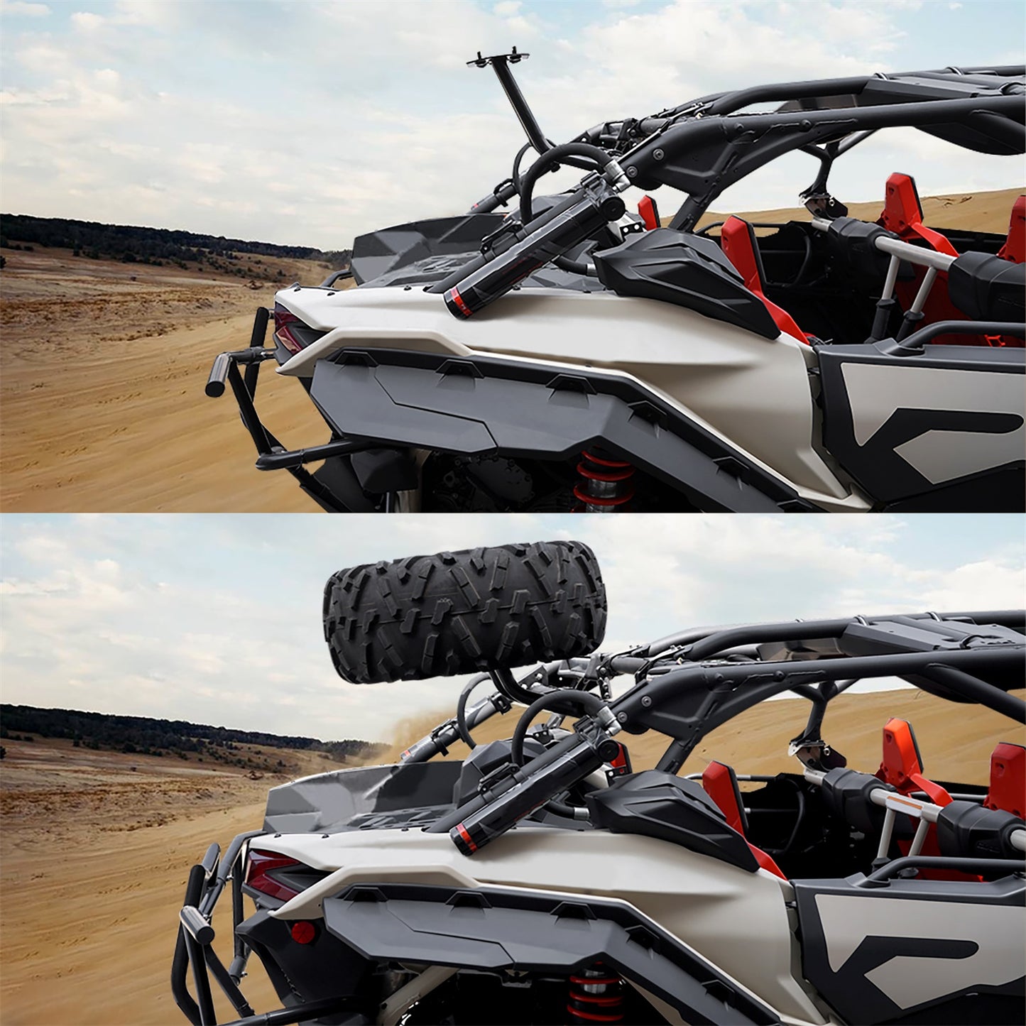 Suporte para pneu sobressalente traseiro compatível com pneus de até 32 polegadas para veículos Can-Am. <tc>Maverick</tc> X3