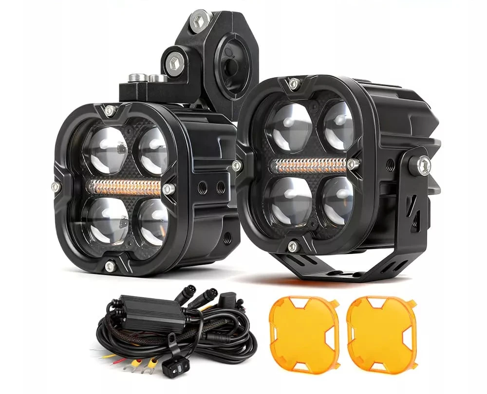 3" Dual-Beam LED Light Pod Kit with Yellow DRL light