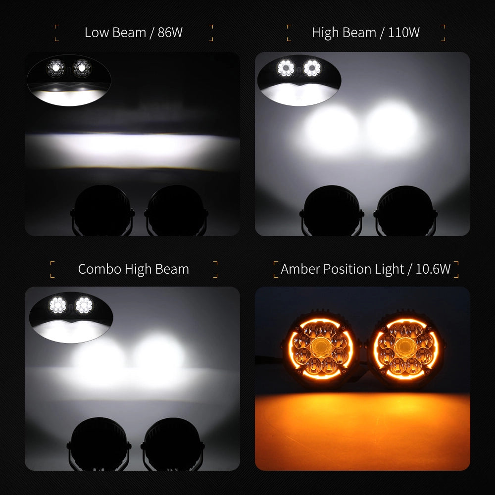 Super Bright 5" High/Low driving LED Lights with White/Amber DRL
