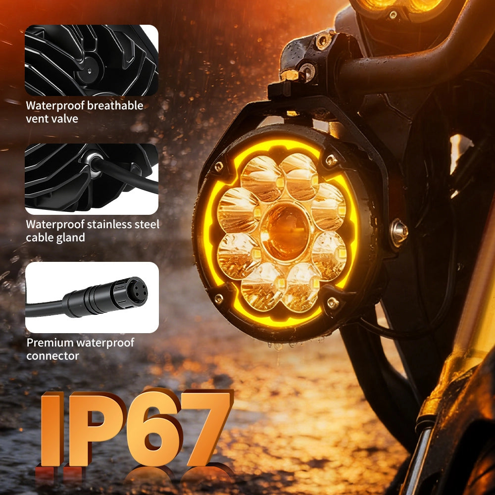 Super Bright 5" High/Low driving LED Lights with White/Amber DRL