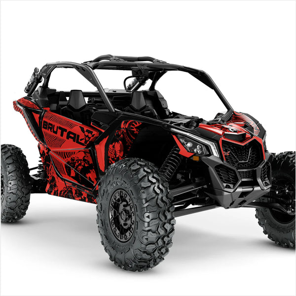 Autocollants design BRUTAL pour Can-Am Maverick X3 (Rouge)