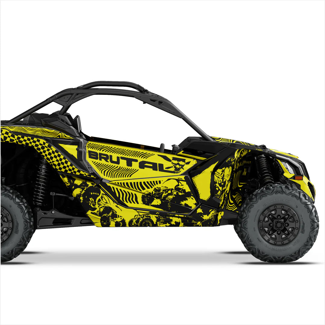 BRUTALaus dizaino lipdukai, skirti Can-Am Maverick X3 (geltonai 2)