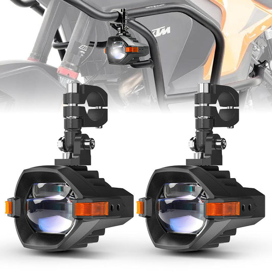 Blue Bi-LED Lens Dual-Color Mini Driving Lights with Anti-Glare Z-Cutoff Line (Pair with Switch)