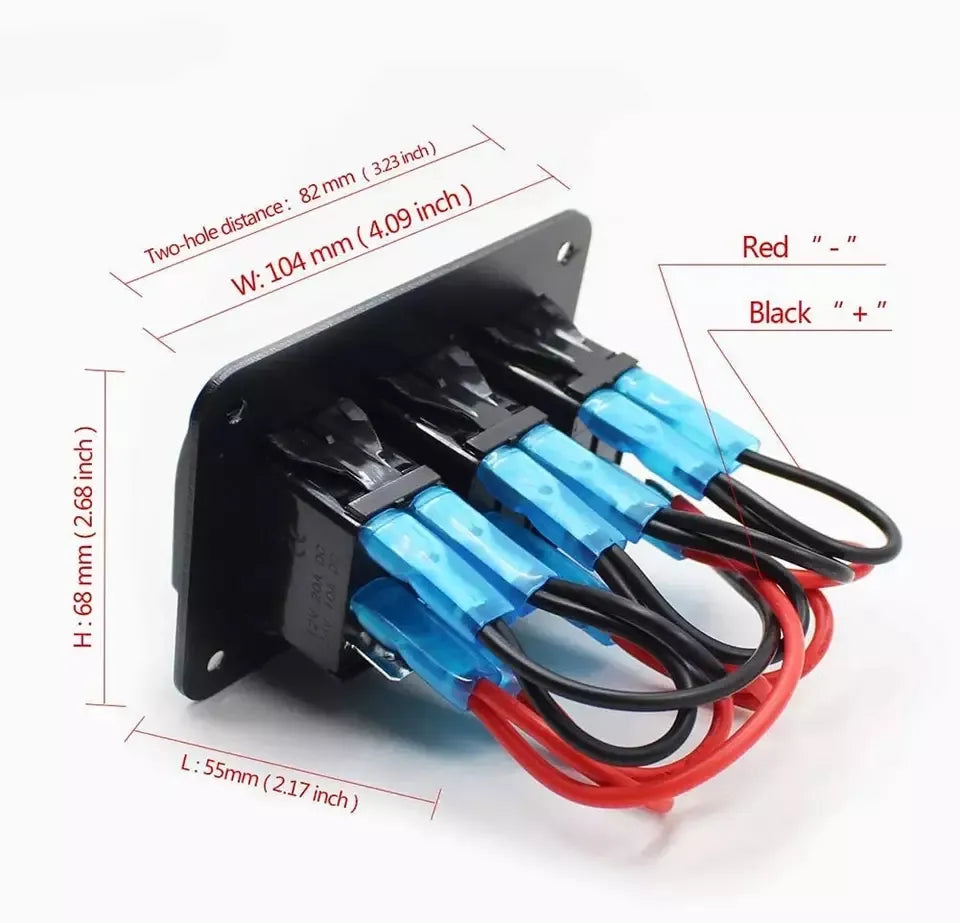 Панель 3 переключателей, синий светодиод