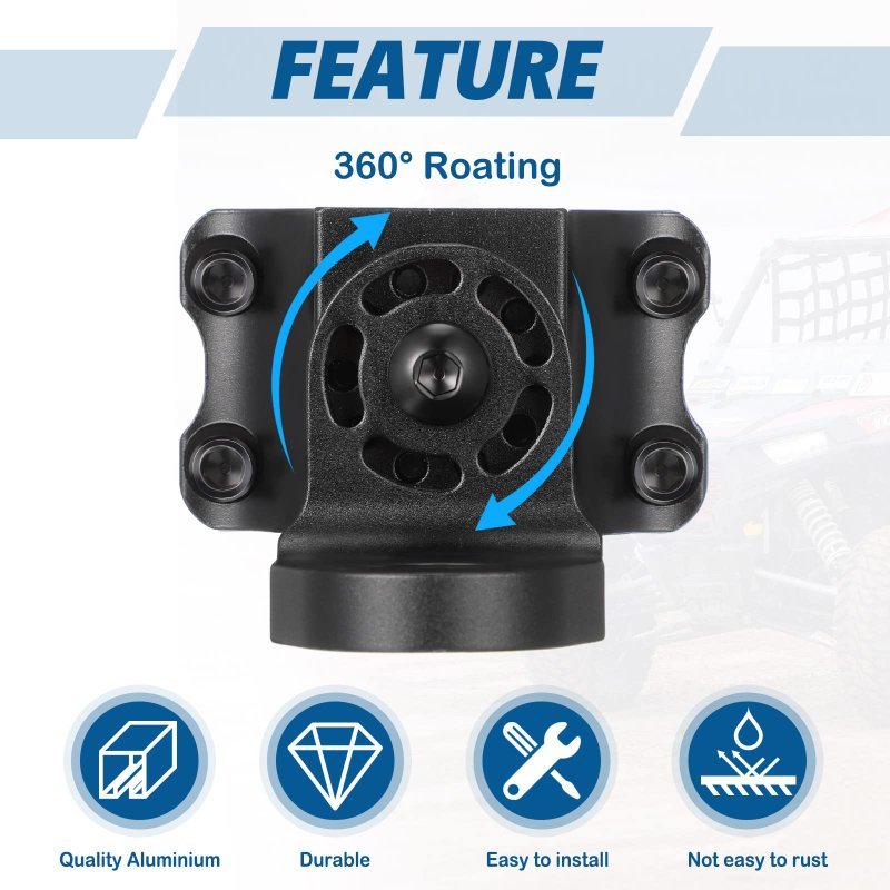 Universal Heavy-Duty Adjustable UTV Flag and Whip Light Roll Bar Mounts (Pair)