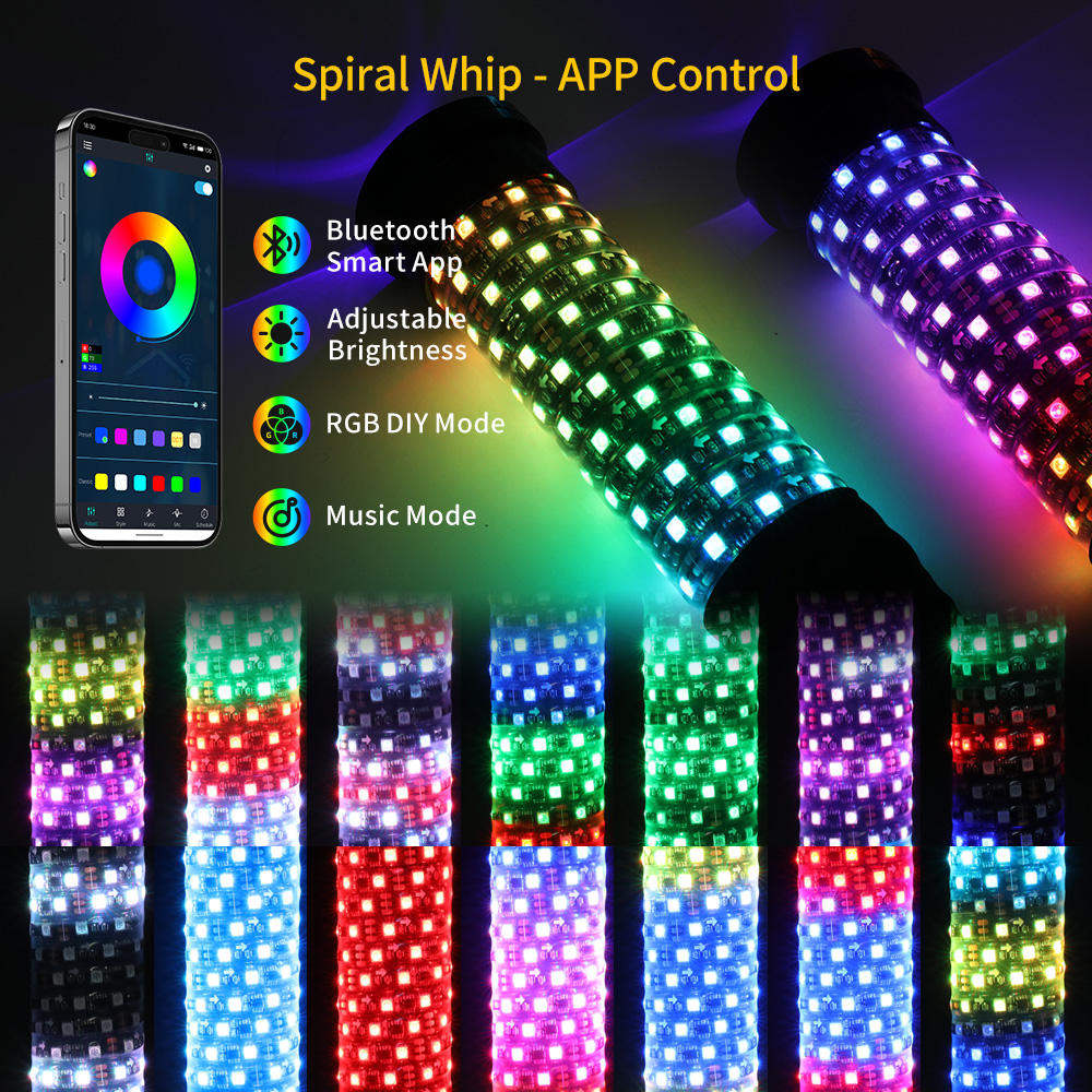 LIZARD ALIEN 2-in-1 Laser 360º Fat RGB Whip Lights with 60W Sky Beam (Pair)