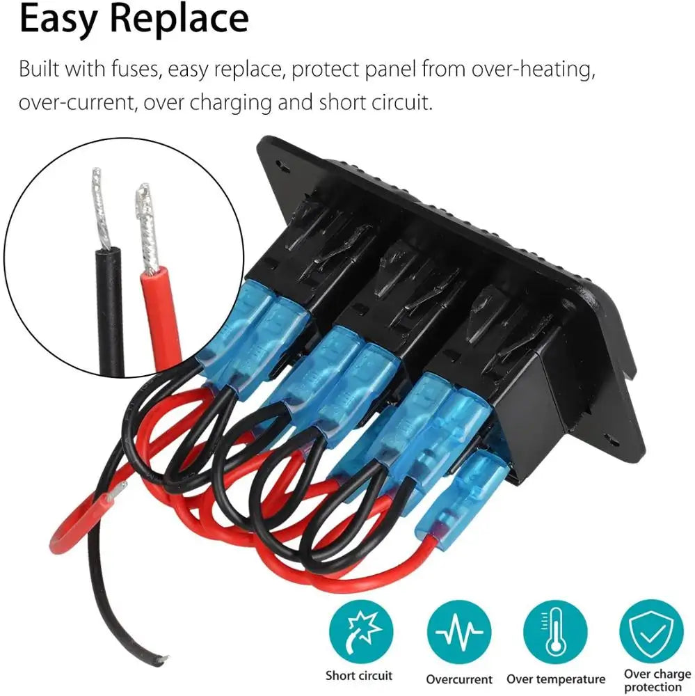 Панель 3 переключателей, синий светодиод