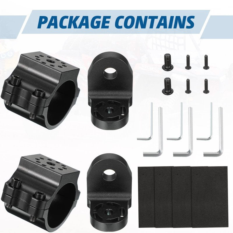 Universal Heavy-Duty Adjustable UTV Flag and Whip Light Roll Bar Mounts (Pair)