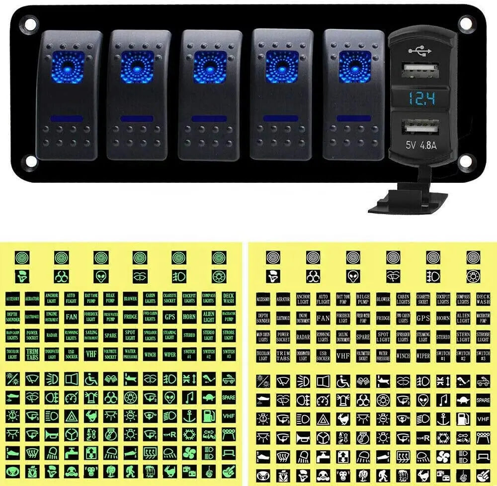 6 Panel przełącznika, niebieska dioda LED