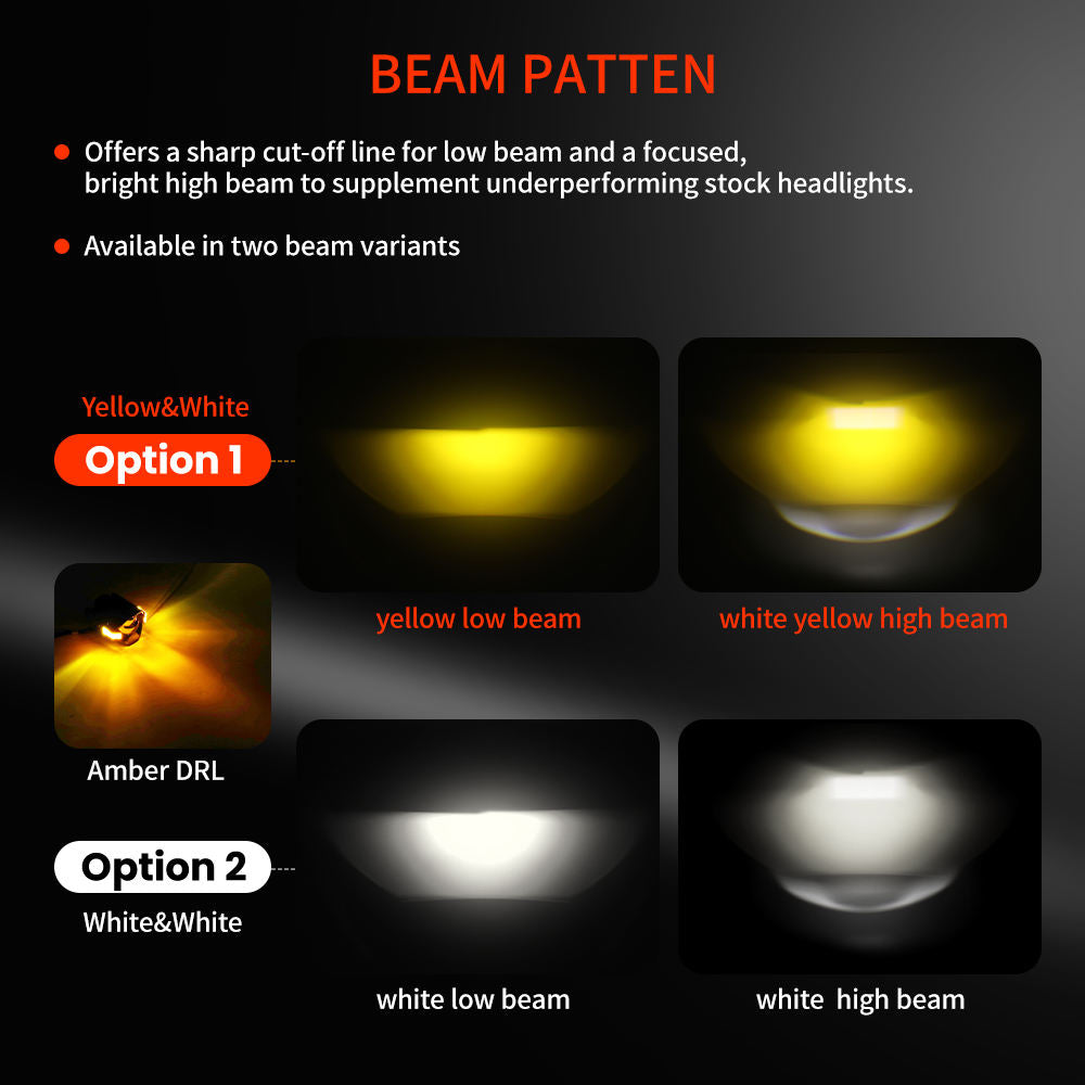 Blue Bi-LED Lens Dual-Color Mini Driving Lights with Anti-Glare Z-Cutoff Line (Pair with Switch)