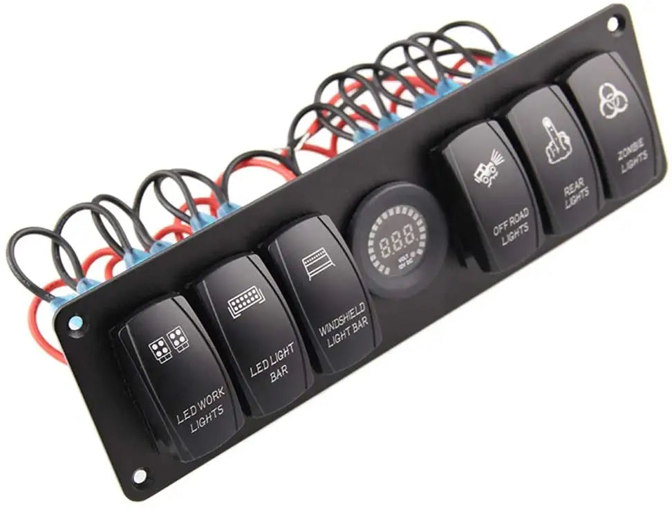 <tc>6 jungiklių Rocker tipo skydelis su voltmetru</tc>