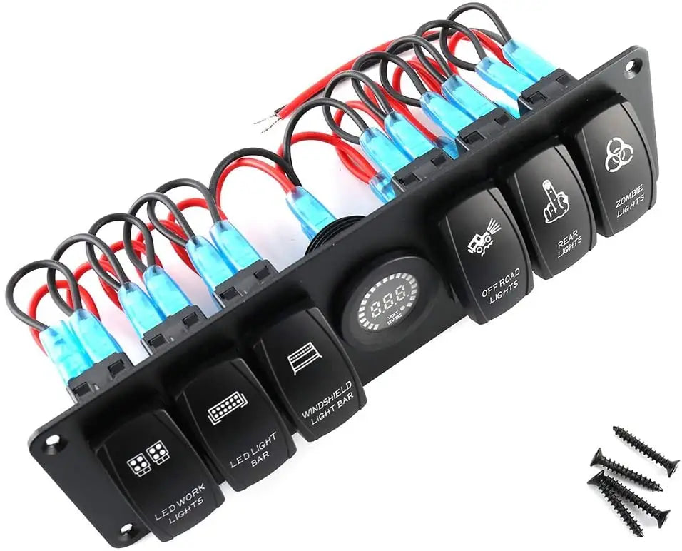 <tc>6 jungiklių Rocker tipo skydelis su voltmetru</tc>