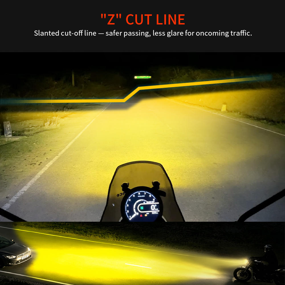 Blue Bi-LED Lens Dual-Color Mini Driving Lights with Anti-Glare Z-Cutoff Line (Pair with Switch)