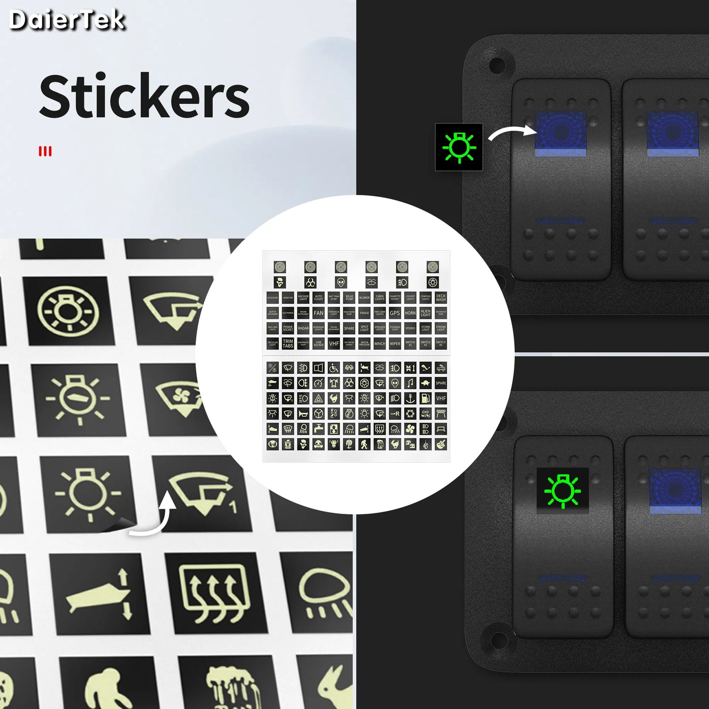 8 kapcsolópanel, kék LED