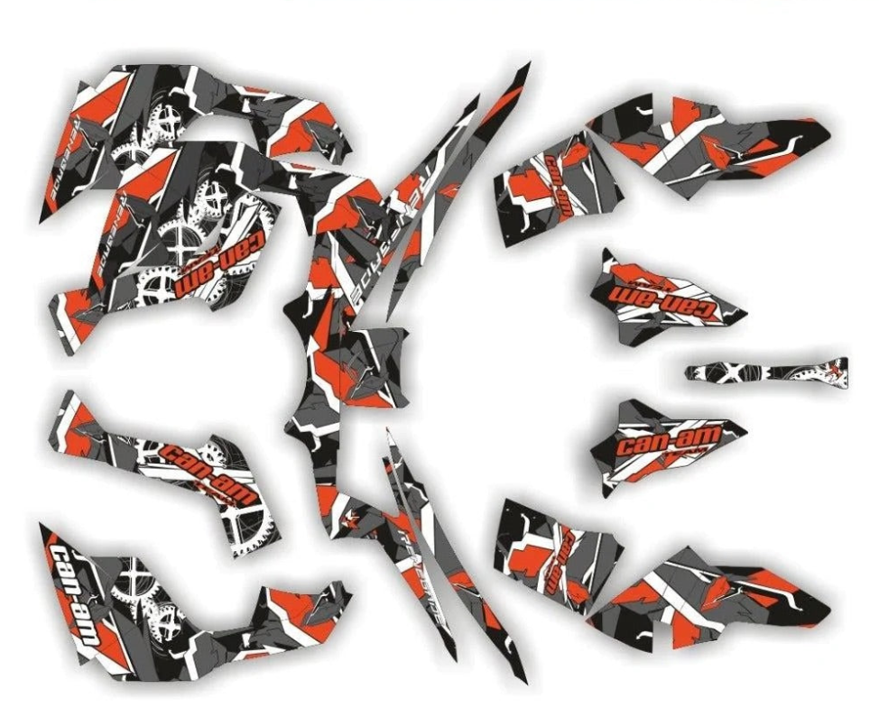 GEOMETRIC design stickers for Can-Am Renegade X MR (Red Orange)