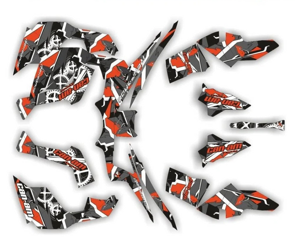 GEOMETRINIS dizaino lipdukai, skirti Can-Am Renegade X MR (raudona oranžinė)