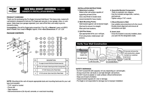 SUPPORTO DA PARETE UNIVERSALE PRO EAGLE -SKU: UWM