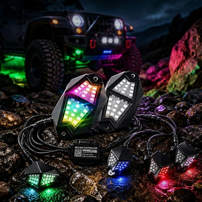 Kit luce da roccia LED RGB ultra-ampia da 210º