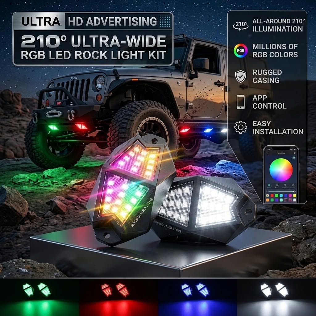 Kit luce da roccia LED RGB ultra-ampia da 210º