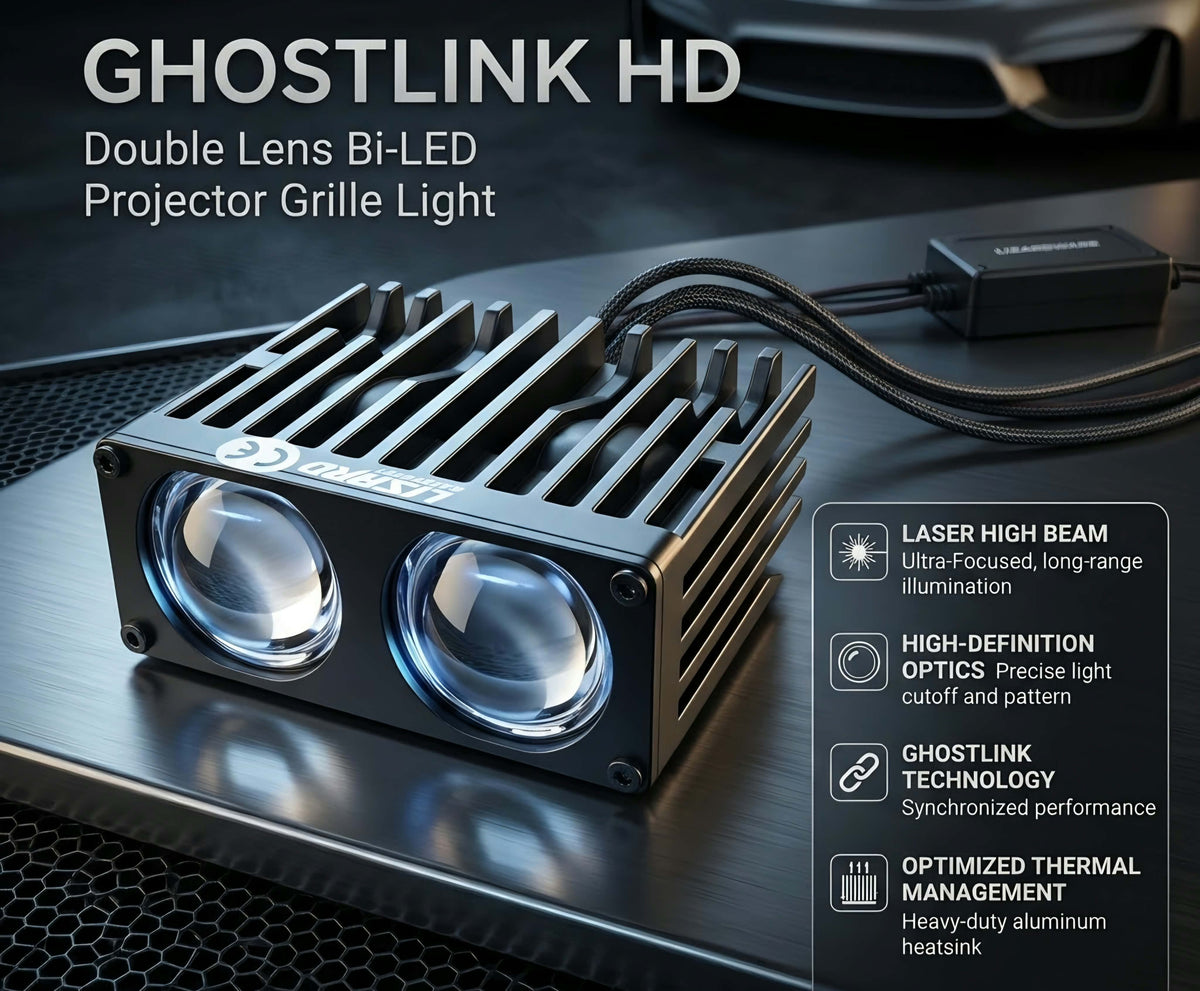 Double Lens GhostLink HD Bi-LED Projector Grille Light with Laser High Beam