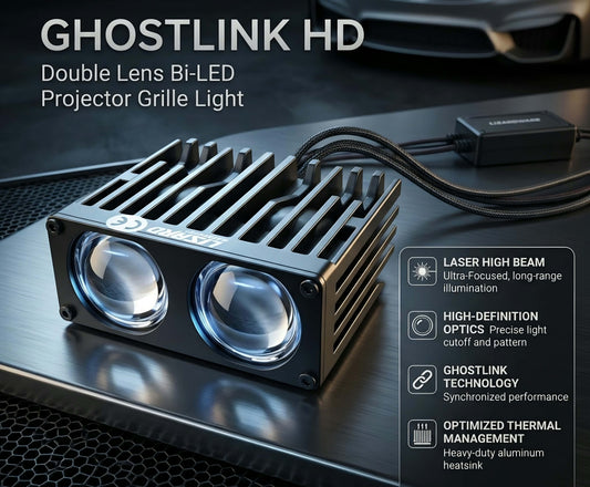 Double Lens GhostLink HD Bi-LED Projector Grille Light with Laser High Beam