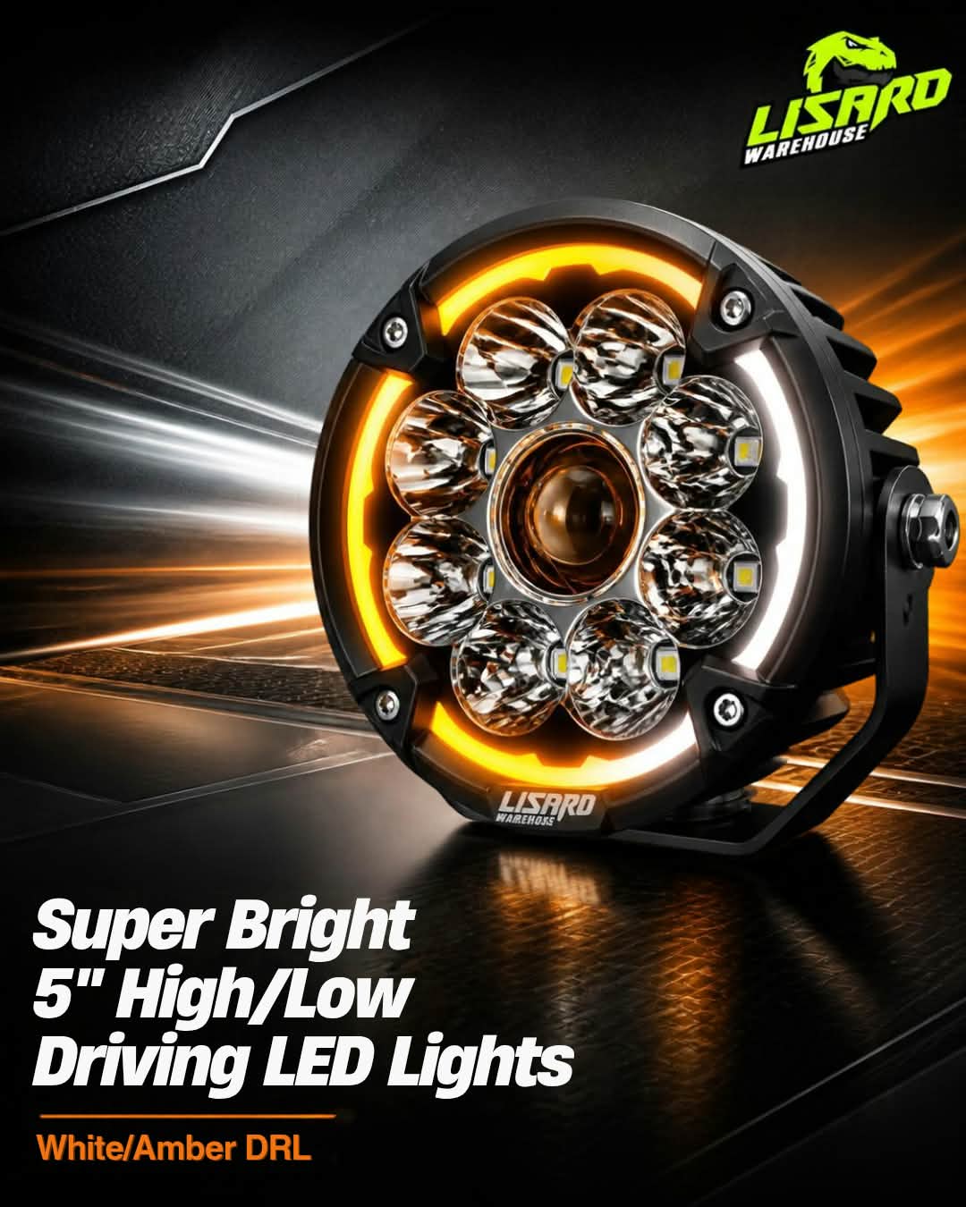 Super luminoso 5" Luci a LED abbaglianti/anabbaglianti con DRL bianche/ambra