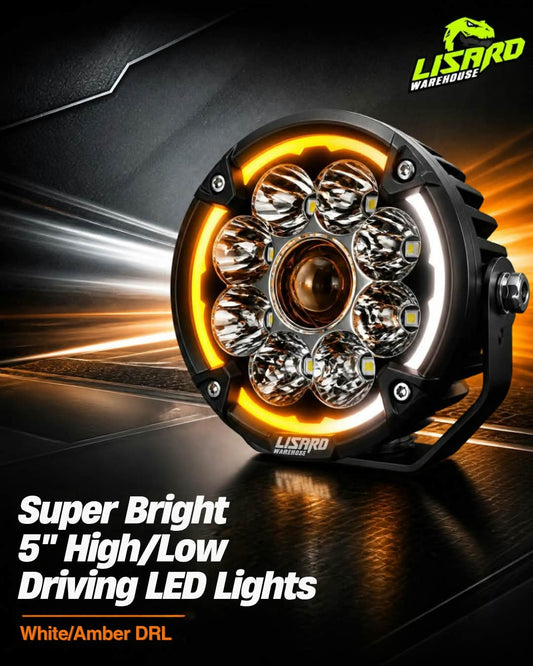 Súper brillante 5" Luces LED de conducción de alta/baja velocidad con luz diurna blanca/ámbar