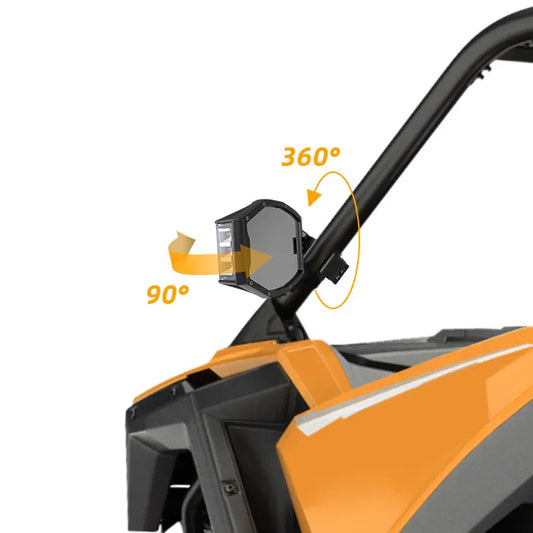 Universal UTV Side Mirrors with Integrated LED Lights and Amber Turn Signals (Pair)