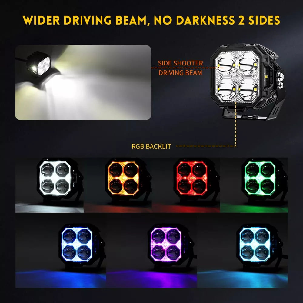 Vertex AR 3" Side Shooter Lights with RGB 8 collar light options