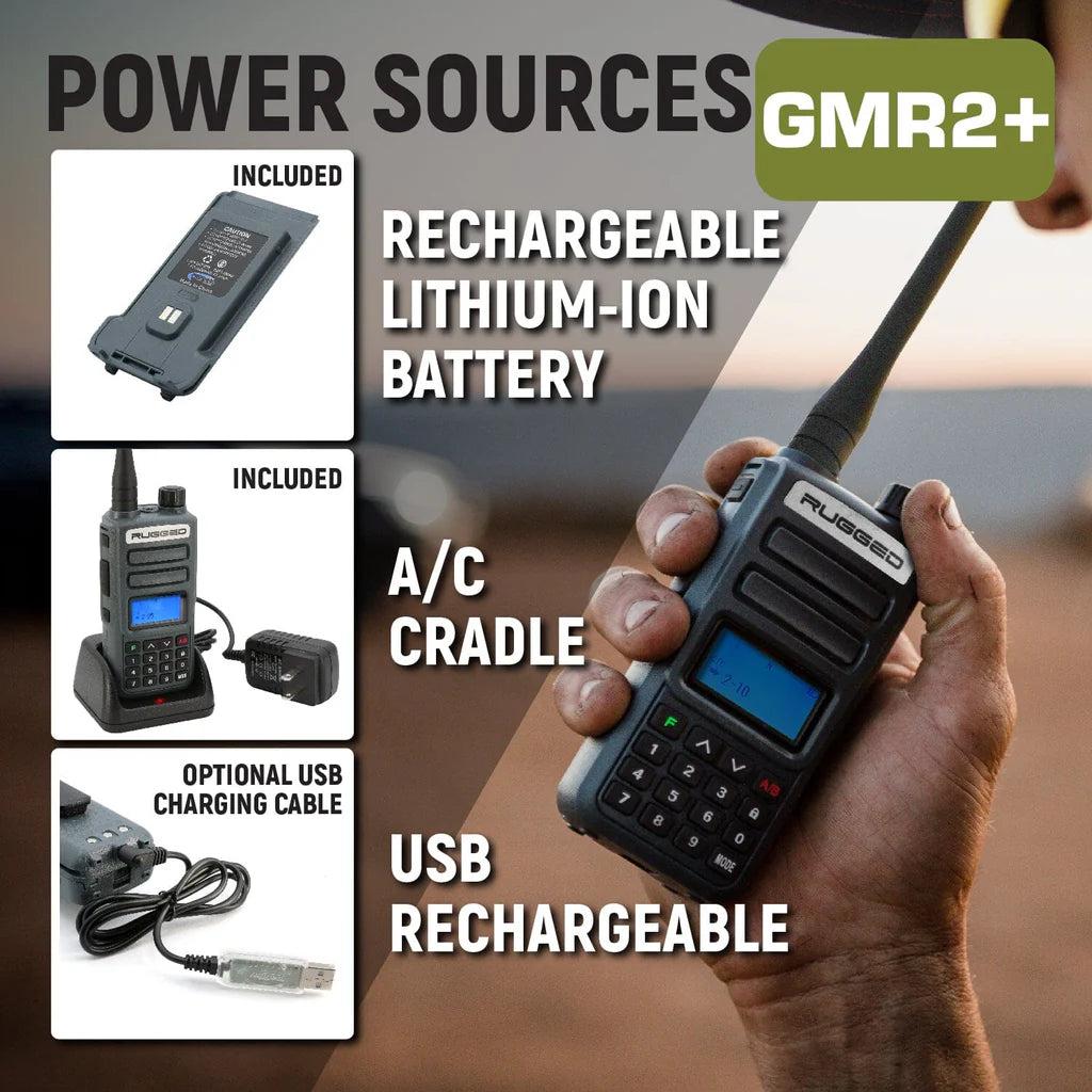 Rugged GMR2 PLUS GMRS and FRS Two Way Handheld Radio