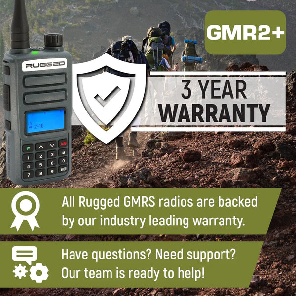 Izturīgs GMR2 PLUS GMRS un FRS divvirzienu rokas radio