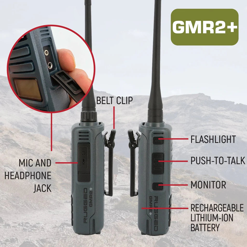 Rugged GMR2 PLUS GMRS and FRS Two Way Handheld Radio