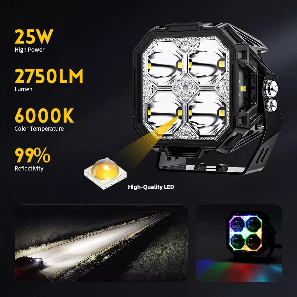 Vertex AR 3" Side Shooter Lights with RGB 8 collar light options